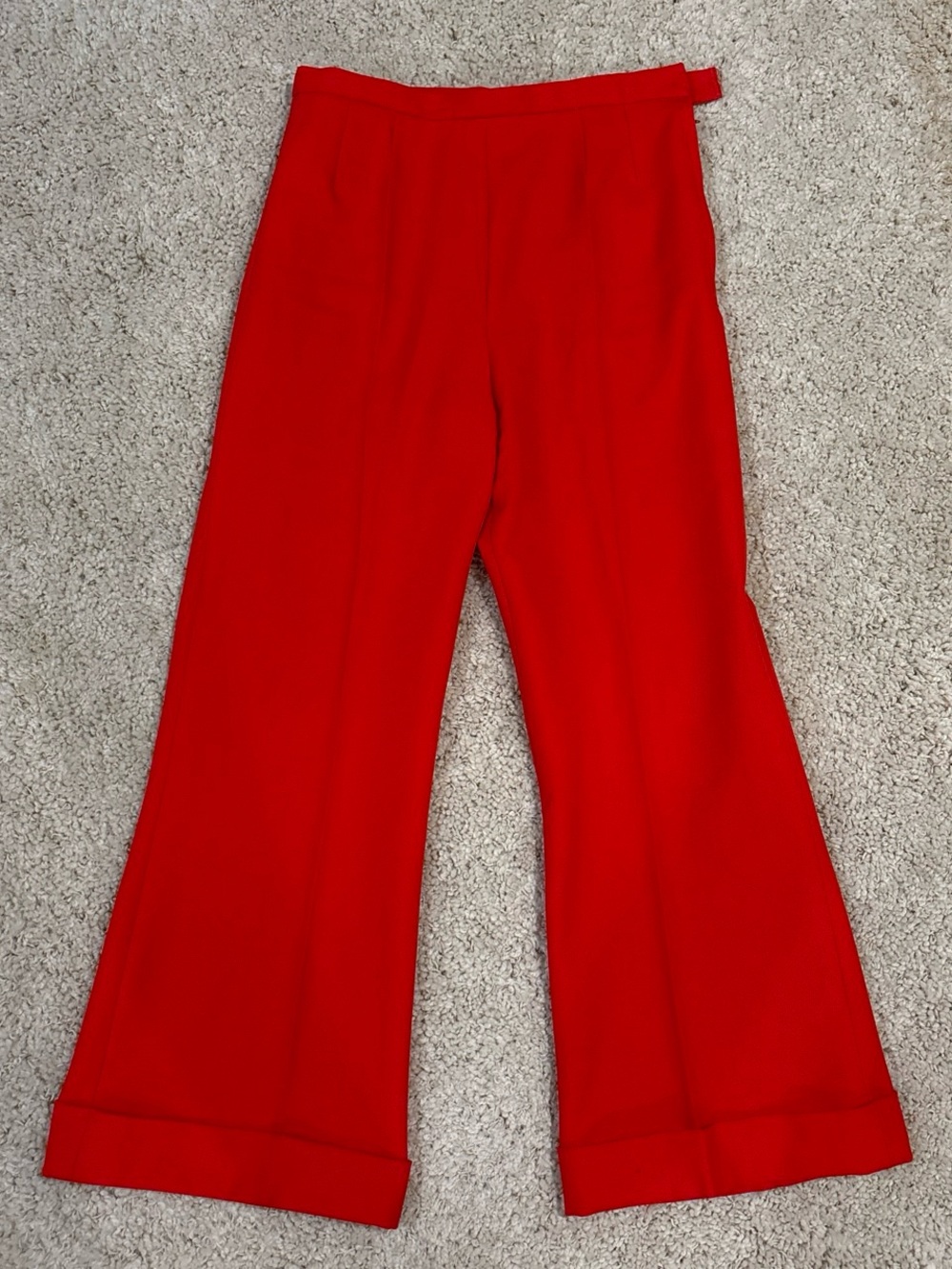 Vintage 1970s Women’s Wide Flared Bell Bottom Leg Red Dress Pants Read Desc.